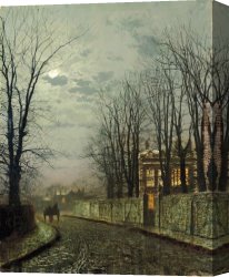 John Atkinson Grimshaw Canvas Paintings - A Wintry Moon by John Atkinson Grimshaw