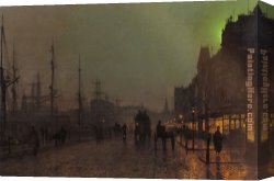 John Atkinson Grimshaw Canvas Paintings - Gourock Near The Clyde Shipping Docks by John Atkinson Grimshaw