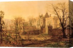 An Early Departure Canvas Paintings - Knostrop Hall Early Morning by John Atkinson Grimshaw