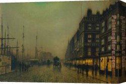 John Atkinson Grimshaw Canvas Paintings - Liverpool Quay by Moonlight by John Atkinson Grimshaw