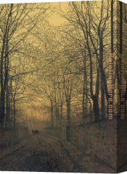 October Stroll Canvas Paintings - October Gold by John Atkinson Grimshaw