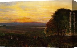John Atkinson Grimshaw Canvas Paintings - Sunset from Chilworth Common Hampshire by John Atkinson Grimshaw