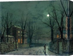 John Atkinson Grimshaw Canvas Paintings - The Old Hall Under Moonlight by John Atkinson Grimshaw