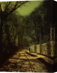 Trees in Park Canvas Paintings - Tree Shadows on the Park Wall Roundhay Park Leeds by John Atkinson Grimshaw