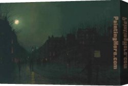 John Atkinson Grimshaw Canvas Paintings - View of Heath Street by Night by John Atkinson Grimshaw