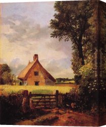Constable Canvas Paintings - A Cottage in a Cornfield by John Constable