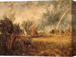 Constable Canvas Paintings - Cottage,Rainbow,Mill by John Constable