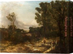 Constable Canvas Paintings - Landscape Pic Girl with Her Dog by John Constable