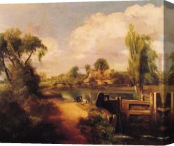 Constable Canvas Paintings - Landscape with Boys Fishing by John Constable