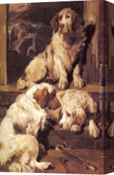 A Spaniel And a Pug Canvas Paintings - Clumber Spaniels by John Emms