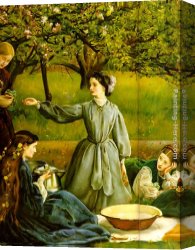 Spring Blossoms Along a Meandering River Canvas Paintings - Apple Blossoms Spring detail II by John Everett Millais