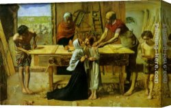Christ on The Cross with The Two Maries And St John Canvas Paintings - Christ in the House of His Parents by John Everett Millais