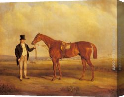 Gentleman Canvas Paintings - A Gentleman Holding Dangerous, the Winner of the 1833 Derby by John Ferneley Snr