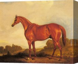 The Stirrup Cup Canvas Paintings - A Portrait of the Racehorse Harkaway, the Winner of the 1838 Goodwood Cup by John Ferneley Snr