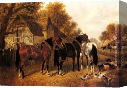 John Frederick Herring, Jnr Canvas Paintings - An English Homestead by John Frederick Herring, Jnr