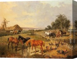 John Frederick Herring, Jnr Canvas Paintings - Country Life by John Frederick Herring, Jnr