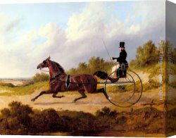 John Frederick Herring, Jnr Canvas Paintings - The Famous Trotter Confidence Drawing A Gig by John Frederick Herring Snr