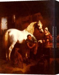 Blacksmith at His Forge Canvas Paintings - The Village Blacksmith by John Frederick Herring Snr