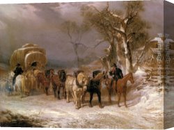 Halt of The Brigands Canvas Paintings - The Welcome Halt by John Frederick Herring Snr