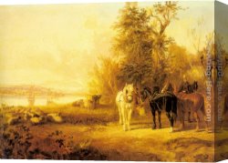 Waiting Canvas Paintings - Waiting for the Ferry by John Frederick Herring Snr