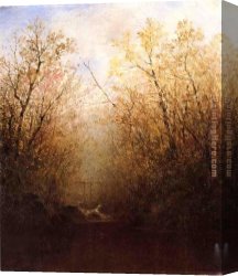 Fall Canvas Paintings - Bash Bish Falls II by John Frederick Kensett