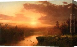 Lake Canvas Paintings - Sunset over Lake George by John Frederick Kensett