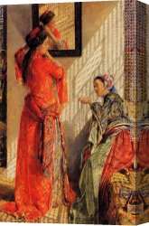The Gossips Canvas Paintings - Indoor Gossip, Cairo by John Frederick Lewis