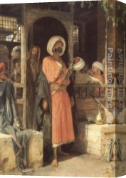 Caf Canvas Paintings - The Door of a Caf&eacute; in Cairo by John Frederick Lewis