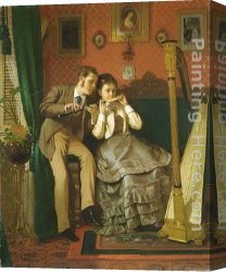 Lessons Canvas Paintings - The Music Lesson by John George Brown