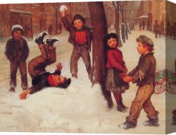 Game Canvas Paintings - Winter Games by John George Brown