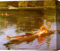 Boating Canvas Paintings - Boating On The Thames by John Lavery