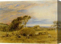 Harvest Canvas Paintings - The Harvest Field by John Linnell