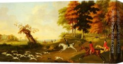 The Booty Hunting with Dogs Canvas Paintings - Fox Hunting by John Nost Sartorius