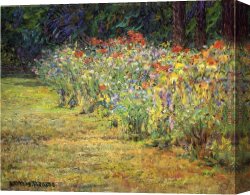 Adam Canvas Paintings - Flower Border by John Ottis Adams