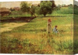 Adam Canvas Paintings - Summertime 1890 by John Ottis Adams