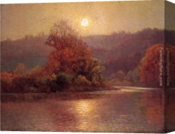 Day) Canvas Paintings - The Closing of an Autumn Day by John Ottis Adams