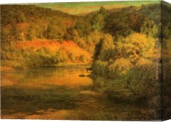 Bank Canvas Paintings - The Ebb of Day aka The Bank by John Ottis Adams
