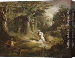 Rescue Canvas Paintings - Leatherstocking's Rescue by John Quidor