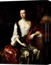 Margaret Canvas Paintings - Portrait Of Thomas Brotherton Wife, Margaret by John Riley