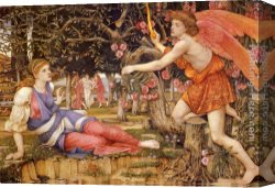 Stanhope Canvas Paintings - Love and the Maiden by John Roddam Spencer Stanhope