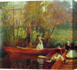 The Hunting Party Canvas Paintings - A Boating Party by John Singer Sargent