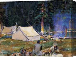 Singer Canvas Paintings - Camping at Lake O'Hara by John Singer Sargent