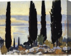 Singer Canvas Paintings - Cypress Trees at San Vigilio by John Singer Sargent