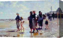 Singer Canvas Paintings - Oyster Gatherers of Cancale by John Singer Sargent