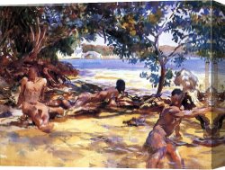 Singer Canvas Paintings - The Bathers by John Singer Sargent