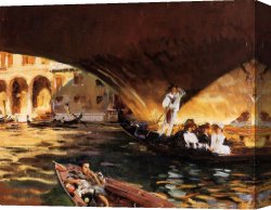 Canal Canvas Paintings - The Rialto Grand Canal by John Singer Sargent