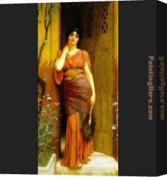 Peasants at Their Cottage Door Canvas Paintings - At the Garden Door by John William Godward