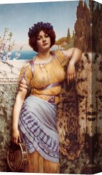 Dancing in The Wind Canvas Paintings - Ionian Dancing Girl by John William Godward
