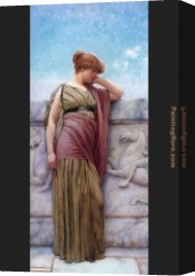 Balcony Canvas Paintings - Leaning on the Balcony by John William Godward