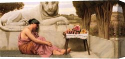Vendor) Canvas Paintings - The Fruit Vendor by John William Godward